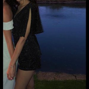 Black and silver romper